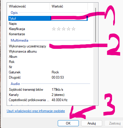 MP3 metadata instructions